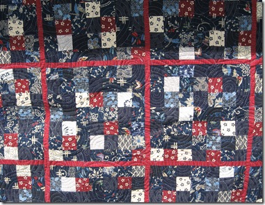 quilting on Japanese fabric quilt