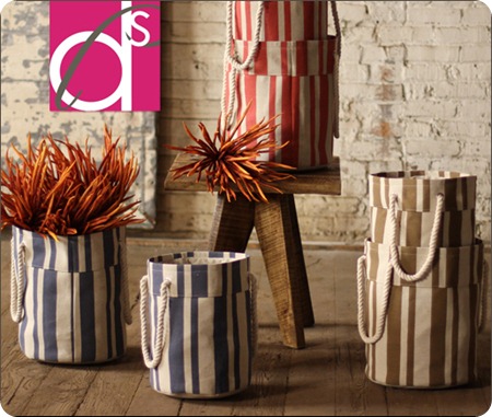 jute striped laundry baskets