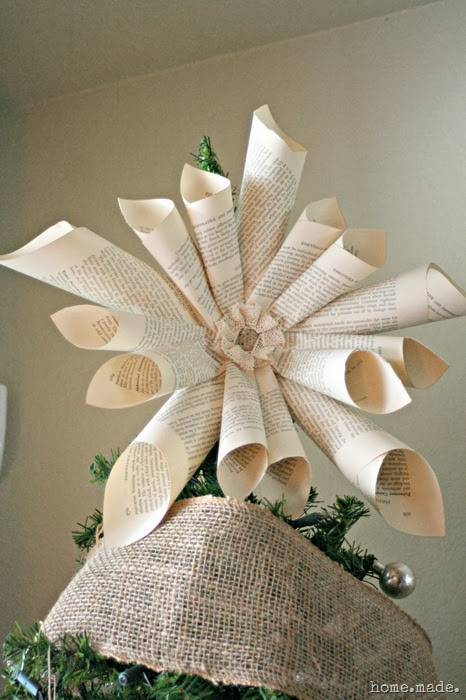 Book Page Star Tree Topper