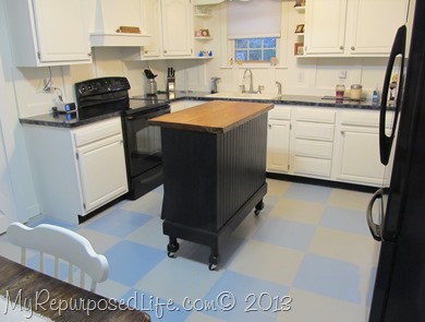 white cabinets painted floor