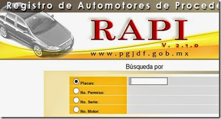 rapi servicio de rapi servicio de registro de automotores de procedencia ilicita DF 2019 2020 multas e infracciones consulta placas de carros