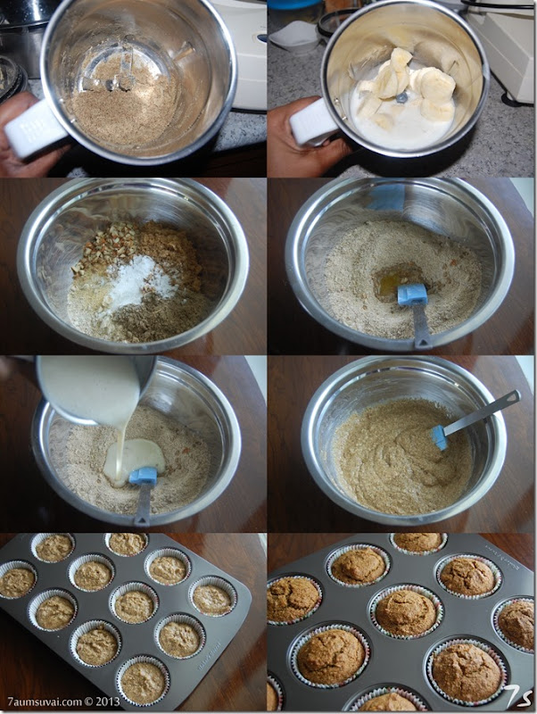 Oats rava banana muffin process