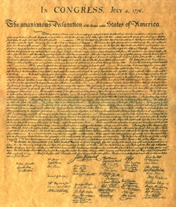 Image of the Original Declaration of Independence