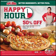 Papa John's Pizza Happy Hour Promotion 2013 All Shopping Discounts Savings Offer EverydayOnSales
