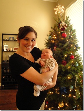 1.  With mommy and tree