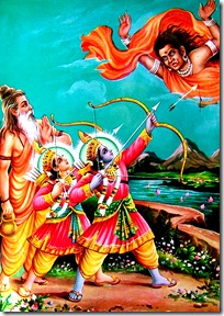 Rama and Lakshmana fighting off Tataka