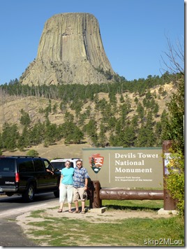 Sept 3, 2012: Mary Lou and Ken at the entrance to Devil's Tower (taken on the way out)