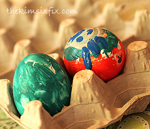 Children painted eggs