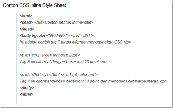 CSS Metode Inline Style Sheet