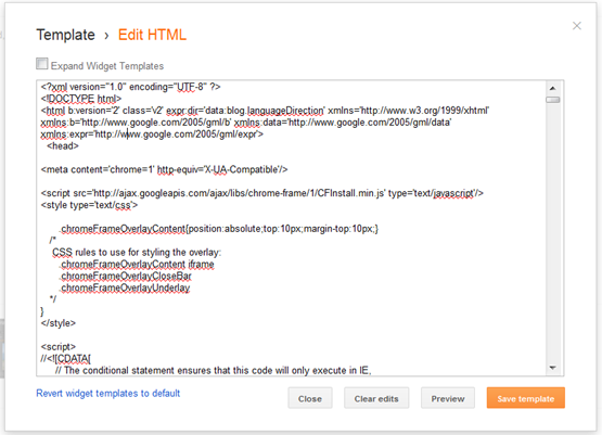Edit Template HTML