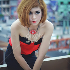 Red Lips by Dije Melankolia - People Portraits of Women
