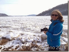 Sue Reno by the frozen Susquehanna River, February 2014