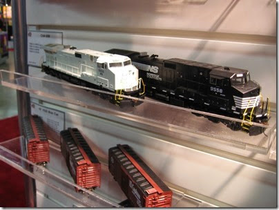 IMG_5339 HO-Scale Norfolk Southern C44-9Ws, one in primer only, by Athearn at the WGH Show in Portland, OR on February 17, 2007