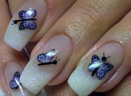blue butterfly nail art ideas
