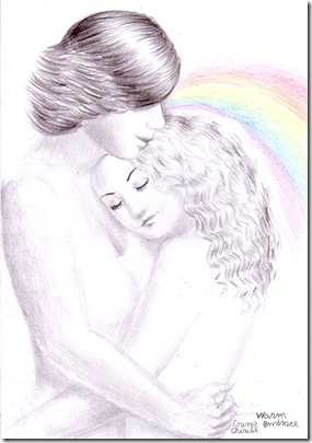 Sweet embrace pencil drawing