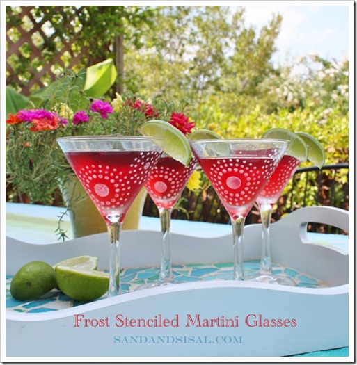 Frost Stenciled Martini Glasses 