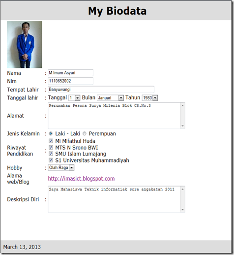 Sharing Informasi: Membuat biodata Pribadi dengan php /html