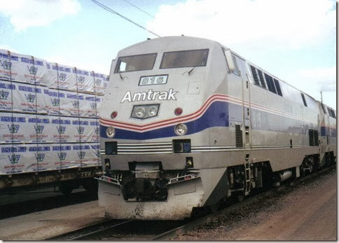 Amtrak P40DC #816 in Havre, Montana in March 2000