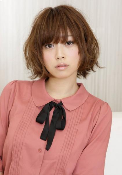 Japanese girl with short center parted bob haircut
