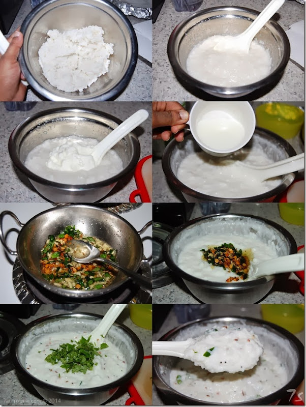 Thayir sadham or curd rice process
