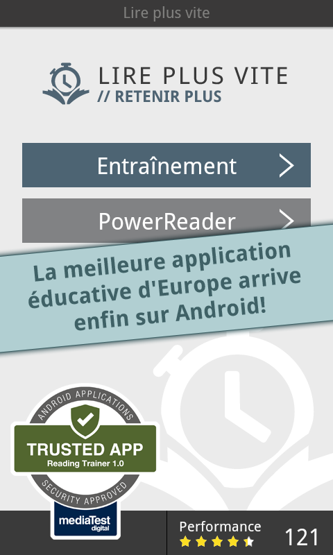 Android application Reading Trainer screenshort