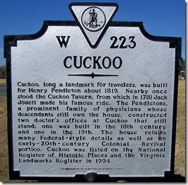 Cuckoo marker W-223 in Lousia County, VA (Click any photo to enlarge)