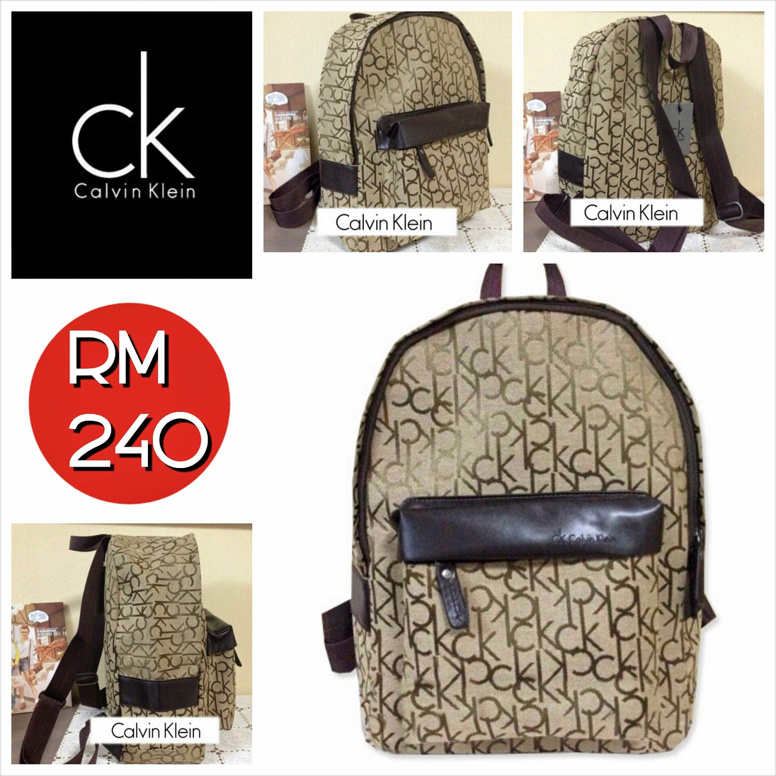 CALVIN KLEIN Backpack (Black and Khaki) SHANTEK COLLECTION