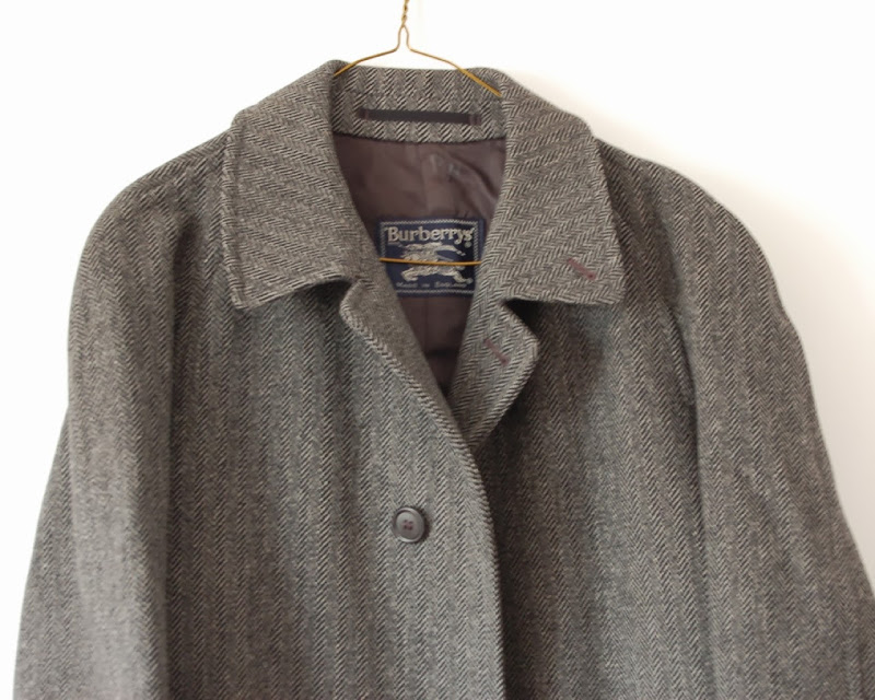 VTG Burberry grey black men's wool Scottish saxony trench coat jacket ...