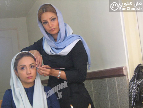 عکس بازیگر زن ایرانی در حال گریم