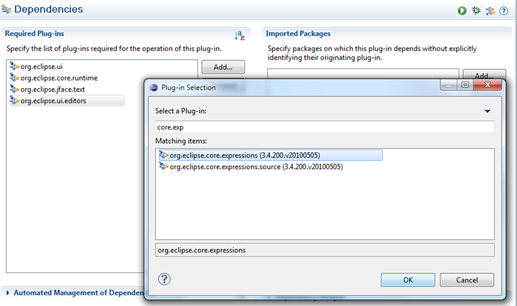 Adding org.eclipse.core.expression depedency to plugin project