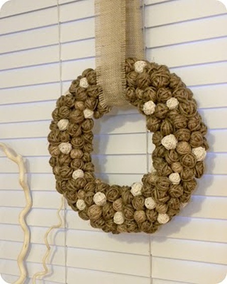 Winter wreath--wreath made from jute and twine balls