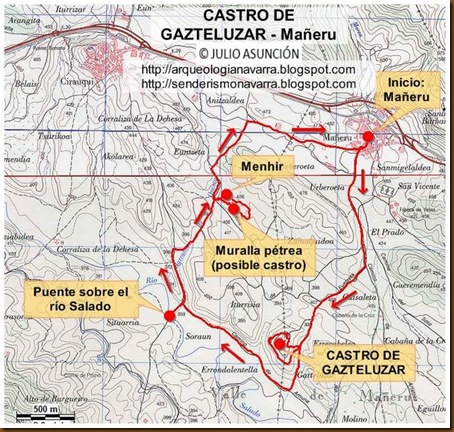 Mapa ruta Castro Gazteluzar - Mañeru