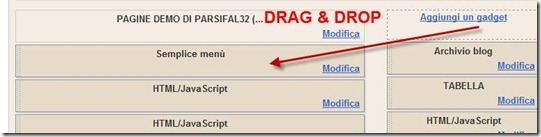 drag & drop elemento menu