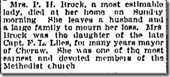 Mrs P. H. Brock Obituary
