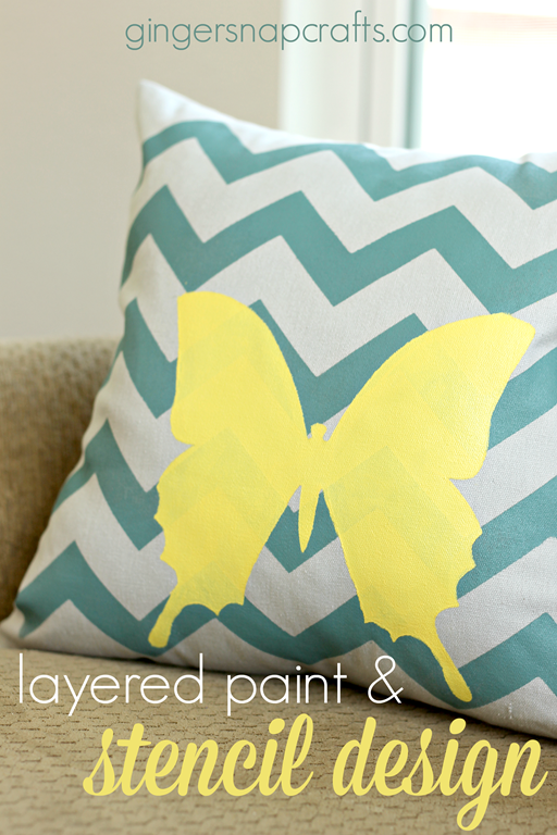 Layered Paint & Stencil Design Tutorial at GingerSnapCrafts.com #tulipforyourhome #ilovetocreate #paints #stencils 