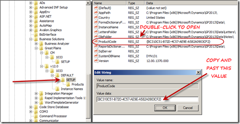 registry for gp2013 service pack error