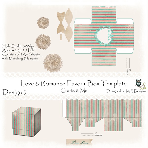 Love & Romance Favour Box Design 3 Front Sheet