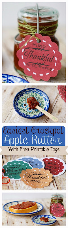 Easiest Crockpot Apple Butter with Free printable Tags