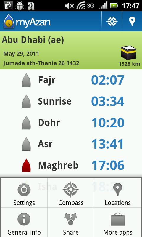 Android application myAzan screenshort
