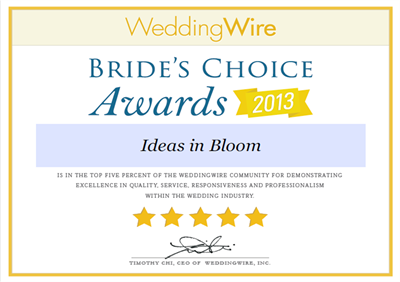 WeddingWire Bride's Choice 2013 Cert