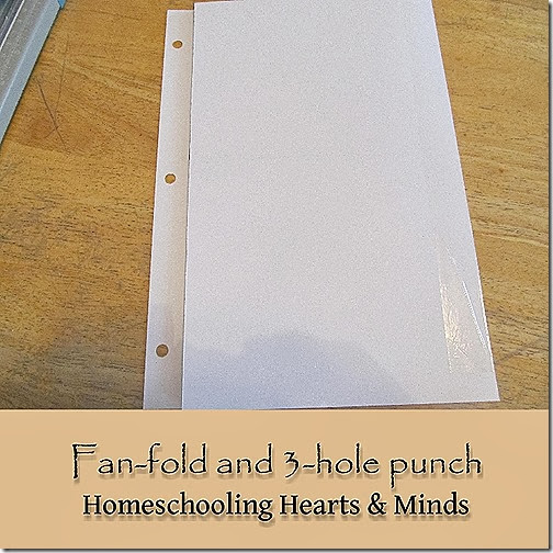 Print and assemble your timeline.  It will accordion fold to fit neatly into a binder or notebook.  Free Ancient World and Middle Ages timelines available at Homeschooling Hearts & Minds!