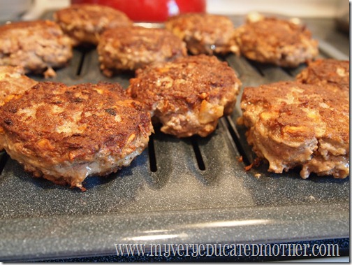 no-ketchup meatloaf patties draining on a pan