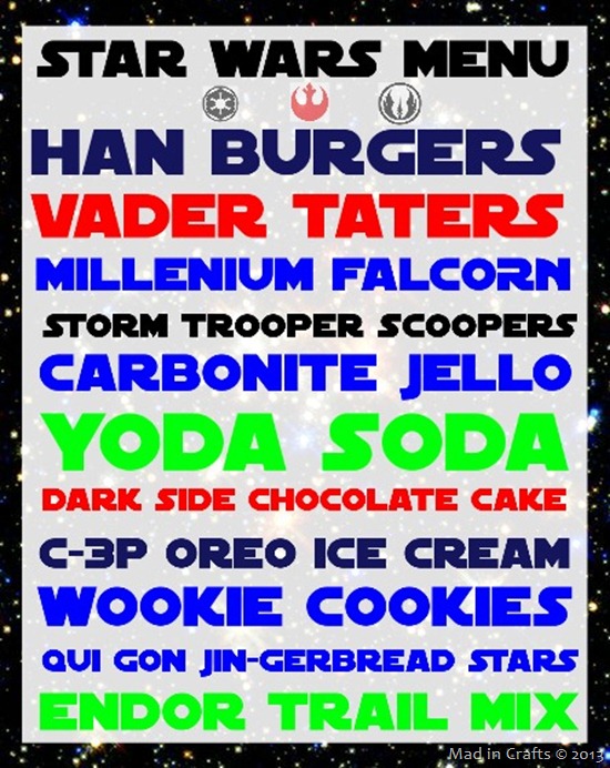 star wars menu