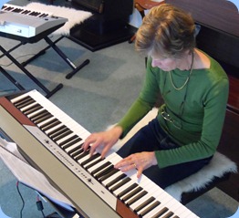 Denise Gunson playing the Club's Korg SP250