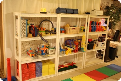 toy storage unfinished basement