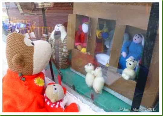 Knitted Nativity Motorworld Bilbrook christmas window 