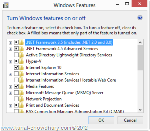 Windows Features Screen