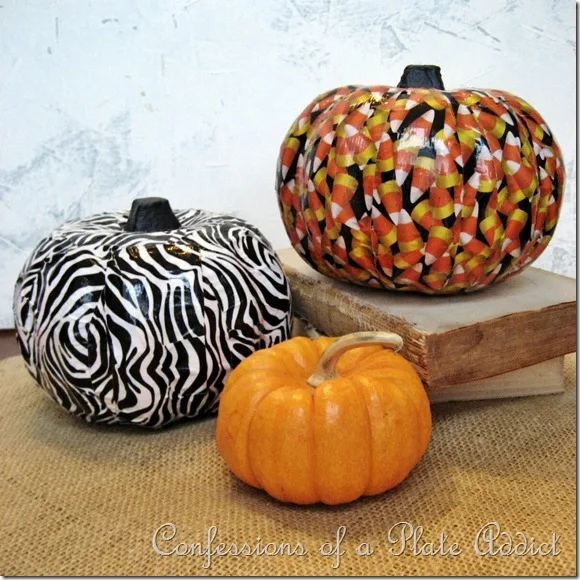 CONFESSIONS OF A PLATE ADDICT: Halloween Fun...Easy Duct Tape Pumpkins