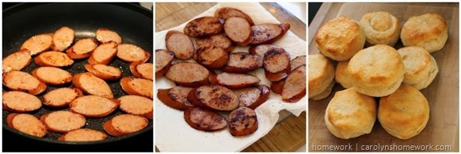 Chicken Hardwood Smoked Sausage Biscuit Bites via homework | carolynshomework.com
