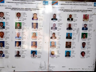 L'une des listes des candidats aux législatives affichées sur le mur d'un bureau de dépôt de candidatures(Ceni) à Goma, RDC. MONUSCO/ Ph.  Myriam Asmani